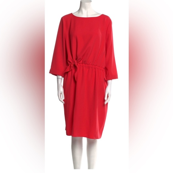 Bateau Neckline Knee-Length Emporio Armani Red Dress SZ 8 Italian 40 NWT - Picture 1 of 15